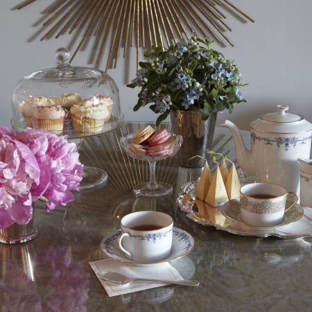 Fortuny Table Cloth Magnolia Cupcakes Styled